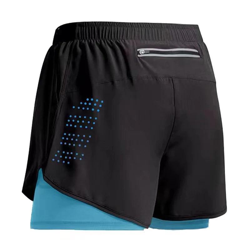 Shorts esportivos de academia 2 em 1, secagem rápida, treino, academia, fitness, corrida, calças curtas, verão, shorts masculinos