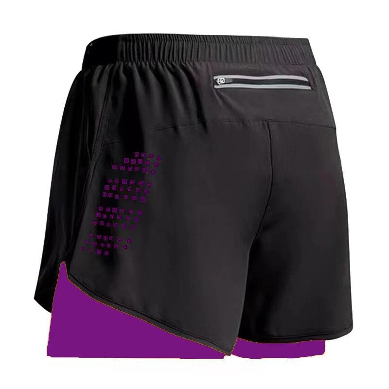 Shorts esportivos de academia 2 em 1, secagem rápida, treino, academia, fitness, corrida, calças curtas, verão, shorts masculinos