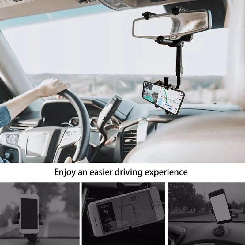 Universal Car Rear View Mirror 360 Mobile Phone Holder