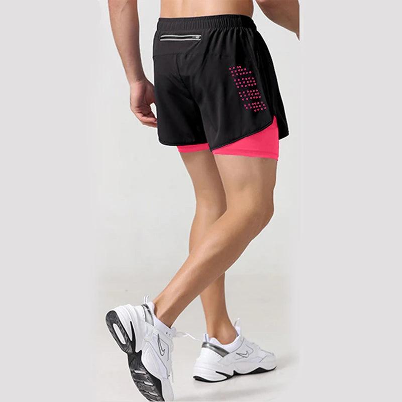 Shorts esportivos de academia 2 em 1, secagem rápida, treino, academia, fitness, corrida, calças curtas, verão, shorts masculinos