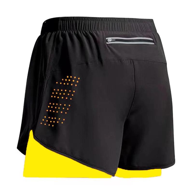 Shorts esportivos de academia 2 em 1, secagem rápida, treino, academia, fitness, corrida, calças curtas, verão, shorts masculinos