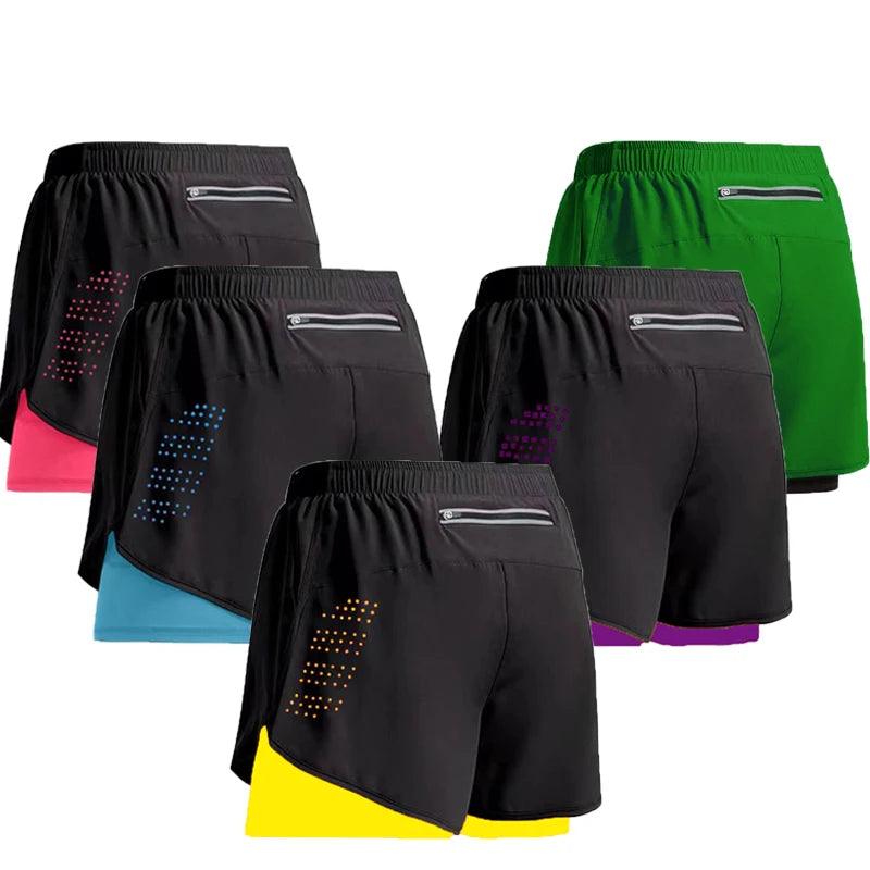 Shorts esportivos de academia 2 em 1, secagem rápida, treino, academia, fitness, corrida, calças curtas, verão, shorts masculinos